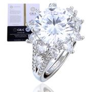 HALUKAKAH Bague pour Femme Moissanite D5,0 ct en Argent 925 Plaqué Platine avec Certificat,Sertie Griffes Diamant de Laboratoire en Ronde Vintage,pour Fiançaille,Mariage,Anniversaire,Taille Ajustable