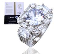 Halukakah Bague pour Homme Moissanite D5,0 ct Argent 925 Plaqué Platine avec Certificat,Sertie Griffes Diamant de Laboratoire en Princesse Vintage,pour Fiançaille,Mariage,Anniversaire,Taille Ajustable