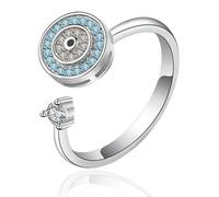 HALUKAKAH Bague Spinner Contre Anxiété Plaqué Or 18 Carats/Platine:Bijou Élégant pour Soulager Stress avec Cœur en Diamant et Spinner à Perles,Sel de Himalaya Ajouté,Réglable,Cadeau pour Femmes,Ados