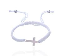 HALUKAKAH Bracelet Croix de Amitié pour Enfants - Bracelet Ajustable en Corde Tressée Blanc - Bracelets Assortis pour Garçons,Filles,Adolescents,Meilleurs Amis - Bracelets Porte-bonheur Kabbale BFF