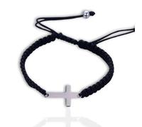 HALUKAKAH Bracelet Croix de Amitié pour Enfants - Bracelet Ajustable en Corde Tressée Noir - Bracelets Assortis pour Garçons,Filles,Adolescents,Meilleurs Amis - Bracelets Porte-bonheur Kabbale BFF