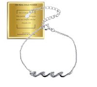 HALUKAKAH Bracelet d'Amitié Vague de Vie - Plaqué Platine, Ajustable 14,5-19,5cm, Cadeau pour Femmes, Meilleures Amies, Amitié Chrétienne, Anniversaire