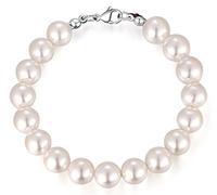 HALUKAKAH Bracelet de Perles Hommes 10MM Largeur Réel Perles de Coquille D'eau Douce Hip Hop Rappeur 20cm, Cadeau pour Lui