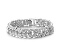 HALUKAKAH Chaîne à Maillons Cubains pour Enfants Garçons Ados,Chaîne en Or Bracelet 18cm Miami en Plaqué Or Blanc Platine,Sertie à Main de Diamants de Laboratoire,Adapté 8-16 Ans,avec Boîte Cadeau
