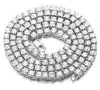 HALUKAKAH Chaîne en Or Glacé,5.5MM Chaîne de Tennis pour Hommes Plaqué Platine Or Blanc Collier Ras du Cou 60cm,avec Diamants de Laboratoire,Cadeau pour Lui