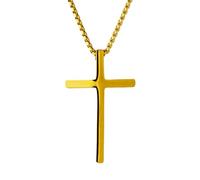 HALUKAKAH Collier Ado Premium | Acier Titane Médical Hypoallergénique Plaqué Or 24K | Pendentif Croix Religieuse avec Chaîne Boîte 60cm | Première Communion | Boîte Cadeau Inclus