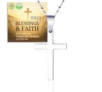 HALUKAKAH Collier Croix en Argent Sterling 925 pour Garçons et Adolescents - Petit Pendentif Croix Plaqué Platine avec Chaîne en Argent Sterling 925 - Avec Carte de Message Biblique et Boîte Cadeau
