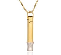 HALUKAKAH Collier de Respiration 417 Hz Fréquence de l’Amour | Réglage Méditatif Conscient | Collier Sifflet Anti-Anxiété et Anti-Stress | Thérapie Sonore et Respiration, Or