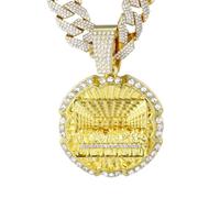 HALUKAKAH Collier Dernière Cène en Diamants pour Homme,Plaqué Or 18k,Pendentif Serti de Diamants de Laboratoire avec 15MM Chaîne Cubaine Diamantée 50cm,Cadeau Religieux pour Mari,Fils,Petit Ami