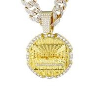 HALUKAKAH Collier Diamant pour Garçons,Plaqué en Or 18k Véritable/Platine/Rhodium Noir,Pendentif Serti de Diamants de Laboratoire et Cuban Link Chain 45cm,Cadeau Religieux pour Fils,Neveu,Ami,Frère