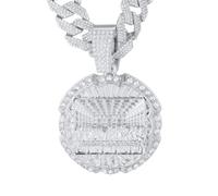 HALUKAKAH Collier Diamant pour Garçons,Plaqué en Or 18k Véritable/Platine/Rhodium Noir,Pendentif Serti de Diamants de Laboratoire et Cuban Link Chain 45cm,Cadeau Religieux pour Fils,Neveu,Ami,Frère