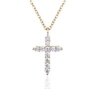 HALUKAKAH Collier Pendentif Croix en Diamant Plaqué Or 18K pour Enfants|Éco-responsable Fait Main|Réglable|Conçu en Italie|Avec Carte|Pour Anniversaires,Remises de Diplômes,Célébrations Spéciales