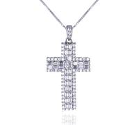 Halukakah Collier Pendentif Croix pour Hommes en Moissanite, 2,0 ct de Diamants Cultivés en Laboratoire,Plaqué Or Blanc Platine 925 Argent Sterling,Chaîne en Boîte 45cm,Bijoux Religieux de Luxe Cadeau