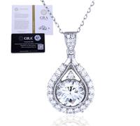 HALUKAKAH Collier Pendentif Femme en Moissanite D5,0 ct, Argent 925 Plaqué Platine avec Certificat, Pendentif Halo Poire en Diamant de Labo, Parfait pour Fiançailles, Mariage, Anniversaire
