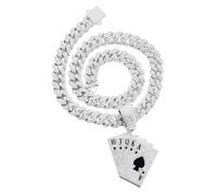 HALUKAKAH Collier Pendentif Plaqué Platine pour Hommes - Plus 1000 Diamants - Chaîne Maillons Cubains - Pendentif Tisonnier avec Diamants Groupés - Style Hip-Hop - Livré avec Boîte-Cadeau