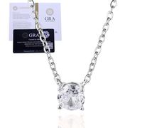 HALUKAKAH Collier Pendentif Solitaire pour Femmes Plaqué Platine avec Moissanite|Moissanite Certifiée 2.0ct|Bijoux Écologiques Faits à Main|Conçu en Italie|Réglable en Longueur|Cadeau Anniversaire