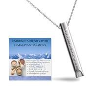 HALUKAKAH Collier Zen Respiration Plaqué Or 18k/Platine:Rappel Auto Affirmation,Outil Méditation & Soulagement Anxiété pour Relaxation,Exercices de Respiration,Thérapie Himalaya Pleine Conscience