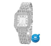 HALUKAKAH Diamants Montre en Or,Homme Plaqué Platine Or Blanc 33MM Largeur Largeur Cadran Carré Quartz 20cm,Boîte Cadeau Gratuite