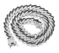 HALUKAKAH Diamond Cuban Link Gold Chain for Men,13MM 18k Real Gold Plated/Platinum White Gold Finish Choker Necklace,Multicolor FUJI Mountain Blue/Red/Black/Clear Lab Diamonds Prong Set,Gift for Him