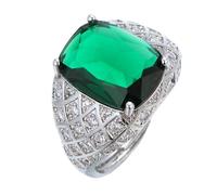 HALUKAKAH Émeraude Bague pour Homme Tanzanite D10,0 ct Argent 925 Plaqué Platine,Audacieuse Sertie Griffes en Ovale Vintage,Pierres Latérales en Moissanite,Taille Ajustable,Cadeau pour Mari,Petit Ami