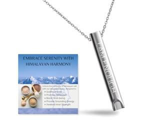 Halukakah I AM ENOUGH Collier ZenRespiration avec Chaîne en Plaqué Platine: Outil de Méditation & Soulagement de Anxiété pour Relaxation, Réduction du Stress, Respiration, Sel de Himalaya Inclus