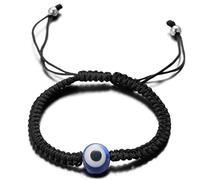HALUKAKAH Mauvais œil Bracelet pour Femme Homme Tresse à la Main Corde Noir Oeil Bleu Tressé à la Main Bracelet Taille Ajustable Protection Mal de Ojo Bijoux avec Coffret Cadeau Gratuit