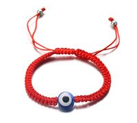 HALUKAKAH Mauvais œil Bracelet pour Femme Homme Tresse à la Main Corde Rouge Oeil Bleu Tressé à la Main Bracelet Taille Ajustable Protection Mal de Ojo Bijoux avec Coffret Cadeau Gratuit