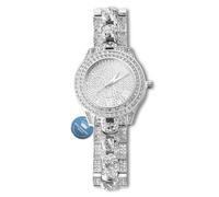 HALUKAKAH Montre en Or avec Diamants Iced Out,Homme Chaîne Cubaine Plaquée Or Blanc Platine Quartz 9,5"(24 cm),Coffret Cadeau Gratuit