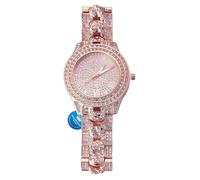 HALUKAKAH Montre en Or avec Diamants Iced Out,Homme Chaîne Cubaine Plaquée Or Rose 18 Carats Quartz 9,5"(24 cm),Coffret Cadeau Gratuit