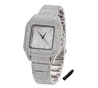 HALUKAKAH Montre en Or avec Diamants Iced Out pour Enfants - Plaqué Platine,Cadran Carré Chiffres Arabes,Quartz Japonais - Longueur 18.5cm,Livrée avec Outil de Réglage - pour Anniversaires,Fêtes