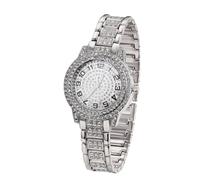 HALUKAKAH Montre en Or avec Diamants Iced Out pour Enfants - Plaqué Platine,Cadran Rond Chiffres Arabes,Quartz Japonais - Longueur 19.5cm - pour Anniversaires,Fêtes