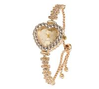 HALUKAKAH Montre Enfant Diamant Étincelant - Plaqué Or 18k - Cadran Cœur - Quartz Bracelet Acier Inoxydable Ajustable - Convient aux Filles et Garçons
