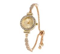 HALUKAKAH Montre Enfant Diamant Étincelant - Plaqué Or 18k - Cadran Rond - Quartz Bracelet Acier Inoxydable Ajustable - Convient aux Filles et Garçons