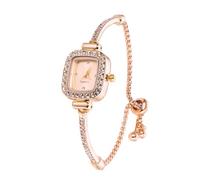 HALUKAKAH Montre Enfant Diamant Étincelant - Plaqué Or Rose - Cadran Rectangulaire Rose - Quartz Bracelet Acier Inoxydable Ajustable - pour Garçons et Filles
