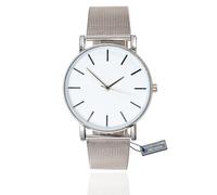 HALUKAKAH Montre Homme Minimaliste en Acier Inoxydable - Bracelet de Montre Argenté Plaqué Platine, Cadran Blanc. Livrée avec Boîte Cadeau Élégante