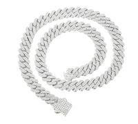 HALUKAKAH Plaqué Or Véritable 18k/Platine Lien Cubain Bracelet Collier avec Diamants Bijoux pour Hommes,Plus 1500 Diamants de Laboratoire Sertis à la Main,12mm Longueur 20cm,45cm avec Boîte Cadeau