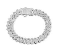 HALUKAKAH Plaqué Or Véritable 18k/Platine Lien Cubain Bracelet Collier avec Diamants Bijoux pour Hommes,Plus 1500 Diamants de Laboratoire Sertis à la Main,12mm Longueur 20cm,45cm avec Boîte Cadeau