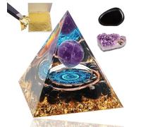 HALUKAKAH Pyramides Cristaux et Pierres Quartz Brun avec Oeil Bleu Fengshui Orgonite Chakra Authentique Pierre Précieuse Reiki 5cm Ornement