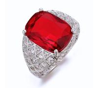HALUKAKAH Rubis Bague pour Homme Tanzanite D10,0 ct Argent 925 Plaqué Platine,Audacieuse Sertie Griffes en Ovale Vintage,Pierres Latérales en Moissanite,Taille Ajustable,Cadeau pour Mari,Petit Ami