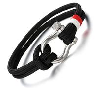 'HALUKAKAH ● SAIL ● Men's Nylon Rope Cord Bracelet Multilayer Blue Mix White/Red Handmade Silver Screw Clasp 8.26''/21cm with Free Giftbox'
