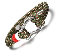 'HALUKAKAH ● SAIL ● Men's Nylon Rope Cord Bracelet Multilayer Blue Mix White/Red Handmade Silver Screw Clasp 8.26''/21cm with Free Giftbox'
