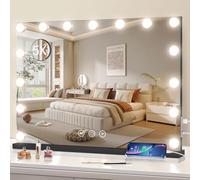 halumao Miroir de maquillage avec lumières, 58 x 48 cm, grand miroir lumineux avec Smart Touch 3 couleurs à intensité variable
