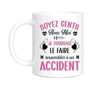 HALUMI Mug À Café Pour Infirmière - Tasse Originale Soyez Gentil Avec Moi - Idée Cadeau Humour Anniversaire Noël Départ Retraite Collègue Femme Étudiante - Mug En Ceramique Bicolore 330ml 440ml