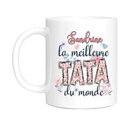 HALUMI Mug Avec Nom Personnalisé Pour Super Tante Tasse Originale Personnalisable Meilleure Tata Du Monde Idée Cadeau Pour Noël Anniversaire Annonce Grossesse Femme Mug Ceramique Bicolore 330ml 440ml