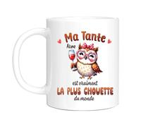 HALUMI Mug Avec Nom Personnalisé Super Tata Tasse Originale Personnalisable Hibou Tante La Plus Chouette Du Monde Idée Cadeau Tatie Noël Anniversaire Femme Soeur Mug En Ceramique Bicolore 330ml 440ml