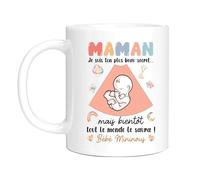 HALUMI Mug Céramique Bicolore Personnalisé Maman ton plus beau secret bientôt dévoilé Annonce Grossesse 330ml 440ml
