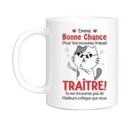 HALUMI Mug Chat Nom Personnalisé Pour Collègue Tasse Originale Personnalisée Bonne Chance Traître Idée Cadeau Humour Départ Retraite Chef Stagiaire Homme Femme Mug En Ceramique Bicolore 330ml 440ml