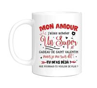 HALUMI Mug Citation Drôle J'allais acheter un super cadeau de saint-valentin mais tu m'as péjà Idée Cadeau Saint Valentin Humour Amour Romantique pour Couple Bicolore Céramique 330ml 440ml