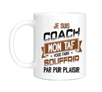 HALUMI Mug Coach Sportif - Tasse Originale Mon TAF Vous Faire Souffrir - Idée Cadeau Humour Rigolo Anniversaire Noël Départ Retraite Collègue Homme Femme - Ceramique Bicolore 330ml 440ml FBM