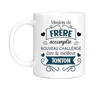 HALUMI Mug Humour Message Pour Futur Tonton Tasse Originale Nouveau Challenge Être Le Meilleur Tonton Idée Cadeau Annonce Grossesse Enceinte Noël Anniversaire Ceramique En Bicolore 330ml FBM